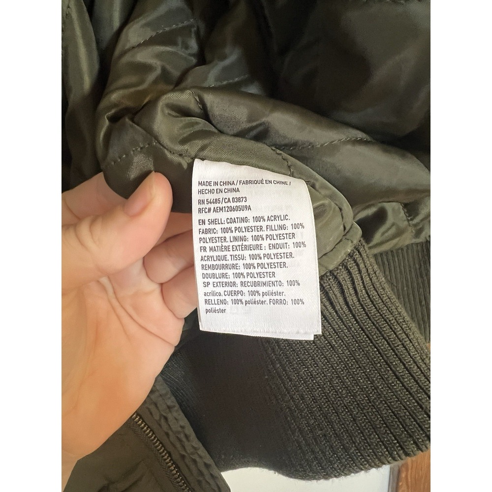 American Eagle AE Olive Green Bomber Jacket Coat Size M Women's - Picture 6 of 6